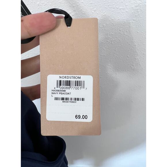 Halogen Navy Tie Waist Wide Leg Cropped Pants Size Large NWT - Picture 3 of 6